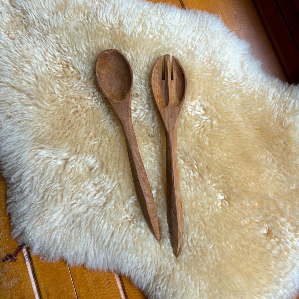 Vintage Wooden Salad Servers